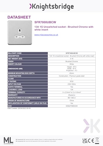 13A 1G Unswitched Socket - Brushed Chrome with White Insert - Image 4