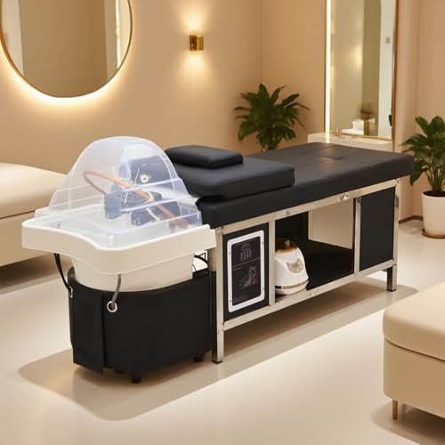 Lettino da massaggio portatile per shampoo e cuoio capelluto con lavandino per spa con circolazione dell'acqua per trattamenti da salone confortevoli