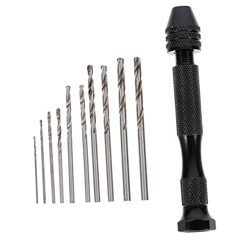 Mikikit 1 Set Wenwan Mini Hand Drill Mini Tools Rotary Tool Kit Pin Vise Hand Drill Tool for Manual Work Electric Tool Work Tools Jewelry Tools Kit Precision Power Tool Black Alloy Steel