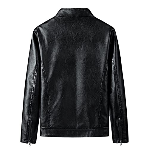 Chaqueta casual de cuero para hombre color negro miniatura 2