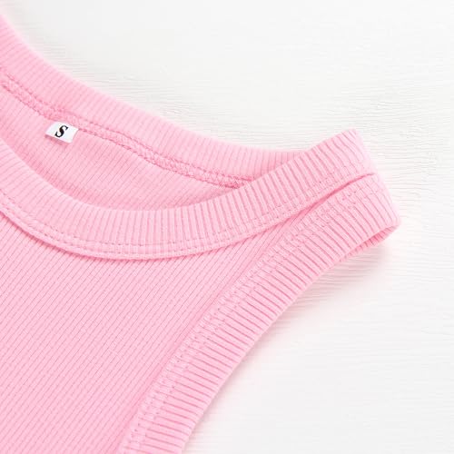 Image of Artfish Women Casual Basic Sleeveless High Neck Rib-Knit Y2k Crop Tank Top