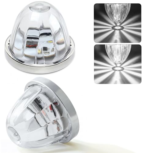 Image of 2PCS Watermelon Lights White Strobe & Constant Multi-Function LED Side Marker Turn Signal Tail Roof Lights with Stainless Steel Bezel for Trailer Semi-trailer Heavy-duty Truck