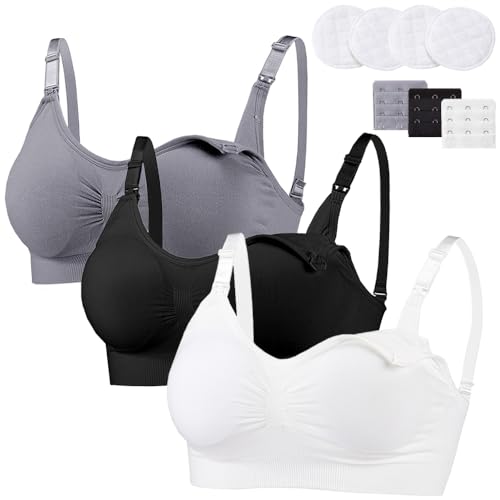 3 Pack Women's Nursing Bras with Removable Pads