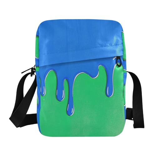 Fashion Street Graffiti Painting Blue Green messenger bag cute Small Crossbody Bag Women Womens Casual Purses Adjustable Strap for Shopping Travel