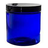 Blue 8 Oz Plastic Cream Jar with Black Lid - Pack of 12