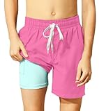 Belovecol Boys Swim Trunks Size 10-12 Hot Pink Anti-Chafe Swim Shorts Lightweight Quick Dry Swim Trunks Holiday Swimwear Boardshorts