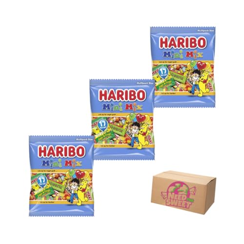 Haribo Mini Mix 220 g – 17 minibolsas con goma de vino y regaliz – osos dorados, huevos y ranas, pepito, Labre Larver, Pearls & Click Mix – Ideal para cumpleaños infantiles – en caja de cartón