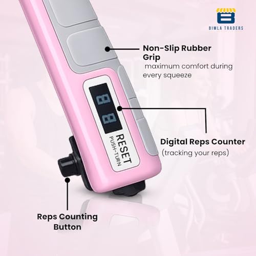 Image of CRAE Hand Gripper with Counter - Adjustable Grip Strengthener, 60 KG Capacity for Forearm, Wrist & Finger Workout Men & Women (Pink)
