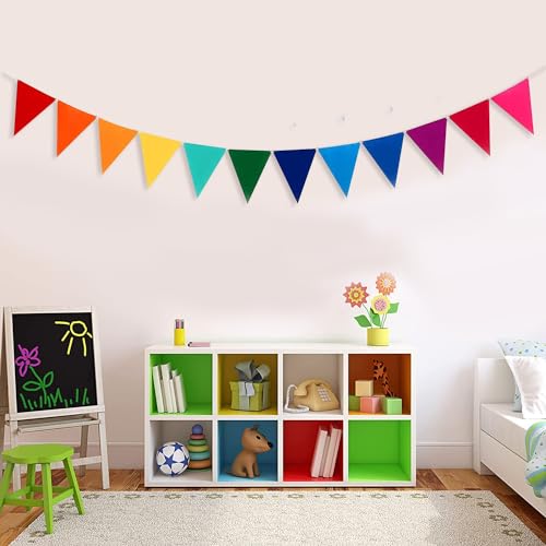 Image of Party Propz Colourful Bunting Flags For Decoration - 1 Set of 24 Pcs (2.1 meters) Rainbow Buntings For Decoration | Multicolor Banner for Decoration (Cardstock)