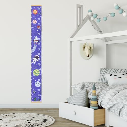 Aolso Kinder Messlatte, Größenmesser für Kinder, Massband Kinder, Baby-Wachstumstabelle, Wandbehang-Wachstumstabelle, Dekoration Kinderzimmer, Messlineal für Babys, Mädchen, Jungen (Astronaut)