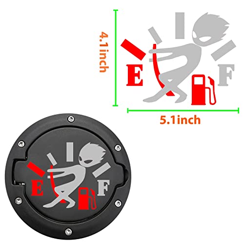 Image of Reflective Funny Car Stickers, High Gas Consumption Decal, Angry Boy Adjusting Fuel Gauge, Fuel Gage Empty Stickers for Cars, Van, Trucks, Car Decals for Women Men 2 Pack 5.1 inch