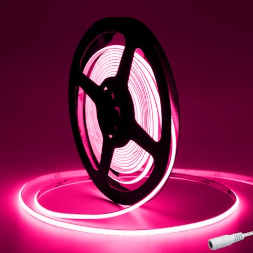 Tayire DC12V COB LED Strip Pink, 5 m 480LED/m Neon LED Strip Light