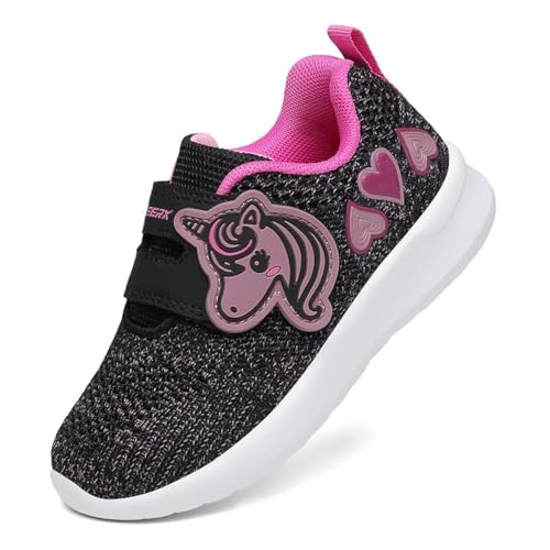 GEERX YUMI Toddler Girl Shoes Lightweight Breathable Comfortable Walking Unicorn Sneakers Black...