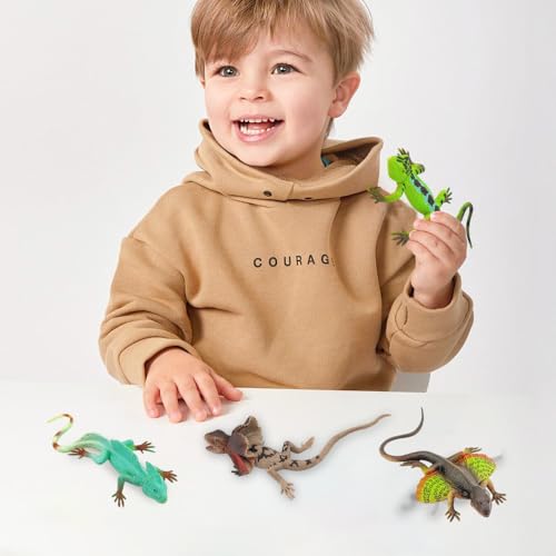 Dhqkqg 4 Stück Eidechse Spielzeug,Realistische Eidechse Gummi,Simuliert Eidechse Spielzeug,Sandtiere,Gummitiere,Reptilienspielzeug,für Erwachsene Aprilscherz Halloween Party