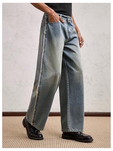 Verdusa Men's Vintage Straight Leg Jeans Streetwear Denim Pants with Pockets2