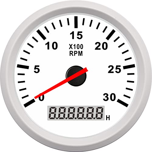Deramg マリンタチョゲージメーター3000rpm 4000rpm 6000rpm 8krpmタコメーターボートタコメーター85mmレッドバックタチョメーターをゲージにします LCD時間計(3KRPM WW)