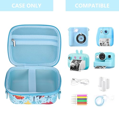 Image of Leayjeen Kids Camera Case Compatible with ESOXOFFORE /Dylanto /GKTZ /HiMont /CAMCLID Kids Camera Instant Print for Christmas Gifts and Birthday Gifts for Kids 3-12 Years Old-Blue Dinosaur(Case Only)