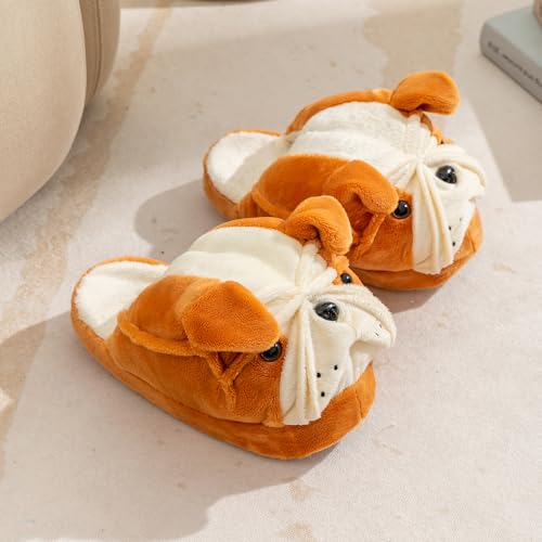 Onmygogo Fuzzy Animal Plush Slippers for Women and Men, Winter Indoor Home Scuff Slippers for Adult3