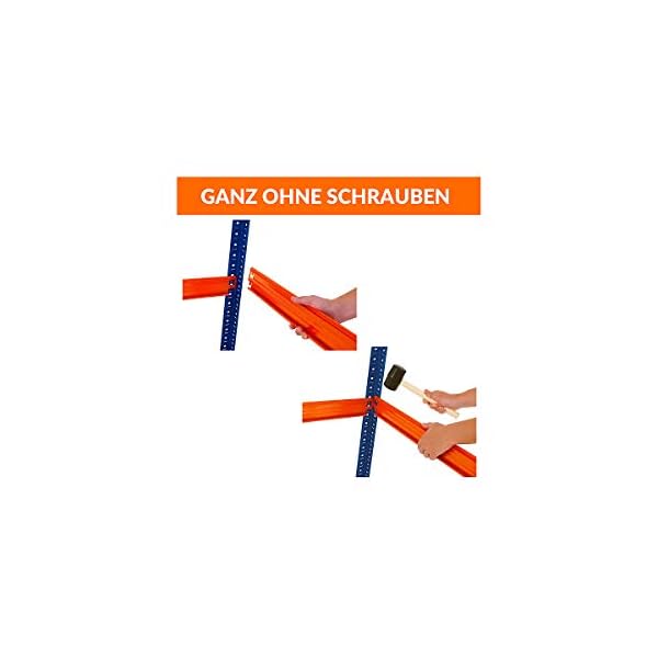 Certeo Schwerlastregal | HxBxT - 180 x 180 x 45 cm | Tragkraft bis zu 300 kg pro Fachboden | Tiefe 45 cm | Belastbar mit… – Bild 7