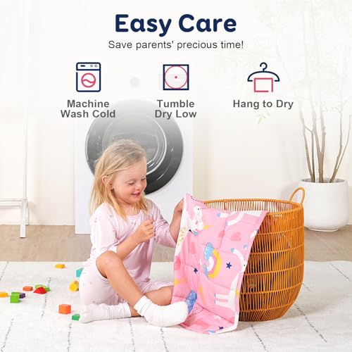Kivik Soft Weighted Lap Blanket 2 lbs, Small Weighted Lap Pad, Breathable Heavy Throw Blankets for School Calming & Bed Sleeping, Machine Washable, 20 x 30 Inches, Cute Unicorn Printing, Light Pink