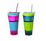Snackeez 2-In-1 Snack & Drink Cup Light-Up LED 2-Pack (Pink/Blue & Blue/Green)