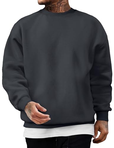 Image of JMIERR Sweashirts for Men Casual Crewneck Cotton Long Sleeves T Shirt Loose Fit Pullover Mens Sweatshirts No Hood,Grey,L
