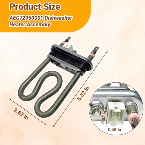 Image of Dishwasher Heating Element Assembly AEG72950001 for LG LDF5545ST LDS5811ST LDS5811BB Replace 2657686 PS7788065 Heater & Thermistor