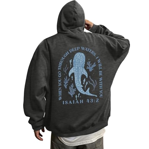 Shark Hoodie Whale Shark Sweatshirt Oversize Christian Hoodie For Men Ocean Clothes Fall Graphic Sweatshirts For Men