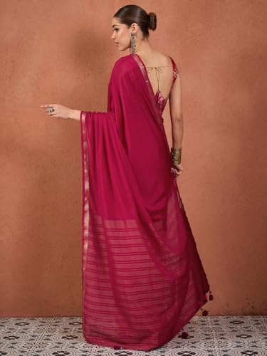 Image of AKHILAM Women's Kanjivaram Woven Soft Silk Saree With Blouse Piece