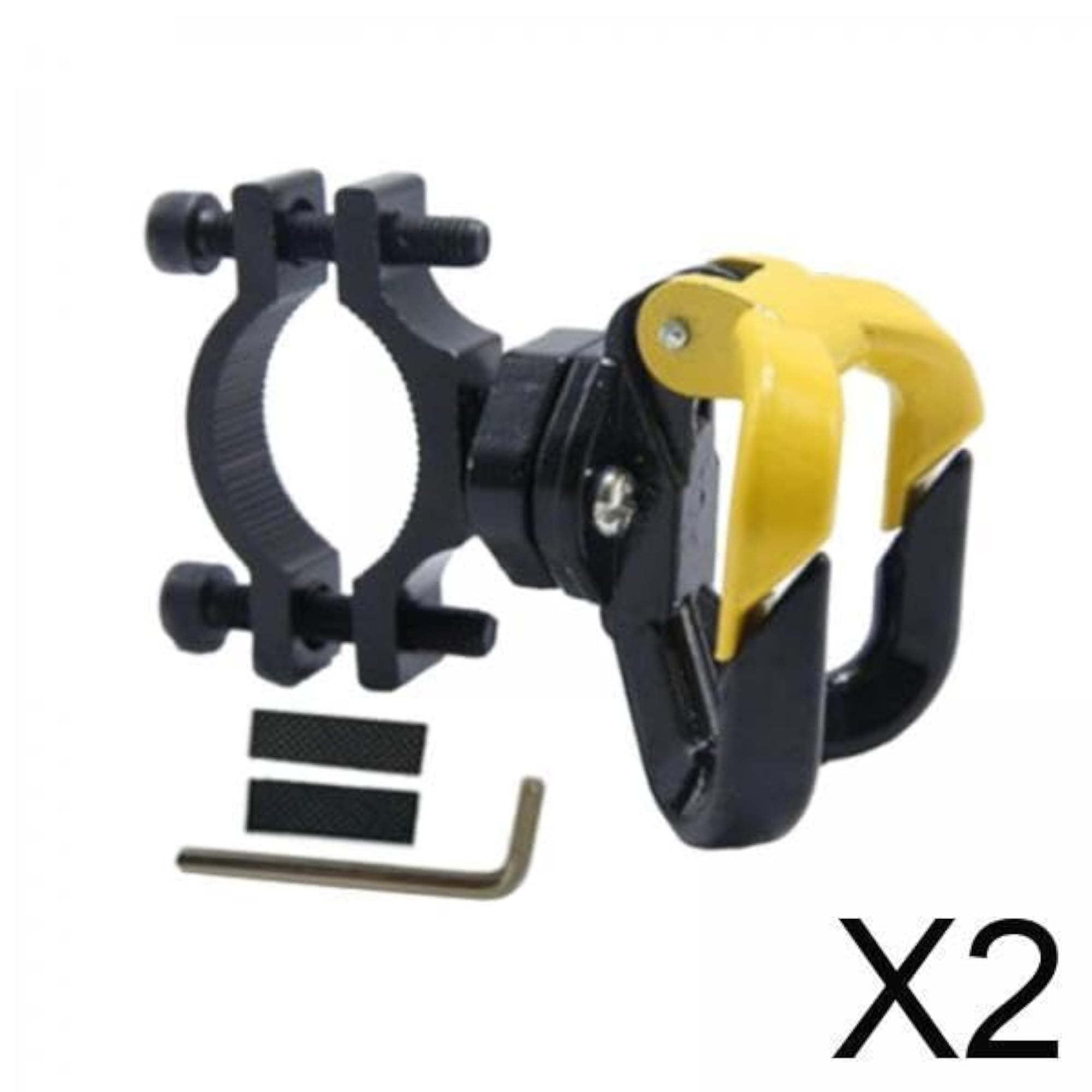 Universal Motorcycle Hanger Hook Adjustable Pipe Clamp, Black Yellow