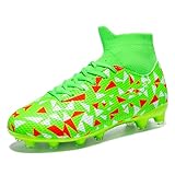 DGJG Kids Soccer Cleats,High Top Without Falling Off Youth Football Shoes Toddler Soccer Shoes 2.5 Litter Kid Green