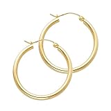 14k Yellow Gold 2mm Thickness Hinged Hoop Earrings (25 x 25 mm)