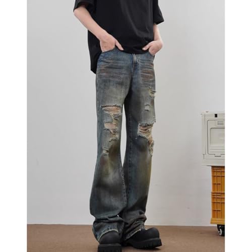 XYGJZ Mens Baggy Jeans Ripped Loose Wide Leg Distressed Jeans Pants4
