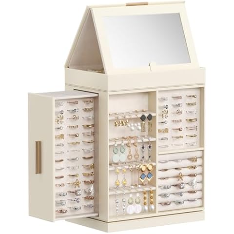 Lifewit 360° Rotating Jewellery Box with Mirror Cover