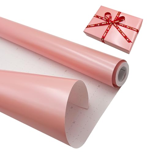 Rollo de papel de regalo mate rosa de 43 cm x 12 m, color sólido perlado, papel brillante, perfecto para cumpleaños, Navidad, boda, fiesta, decoración de regalo de festivales