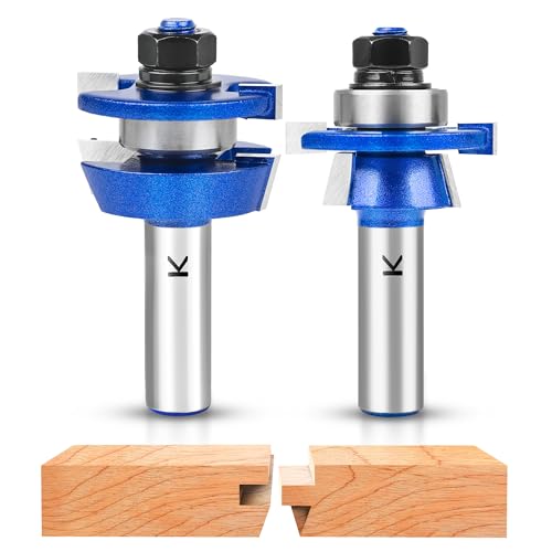2Pcs Carbide Shaker Style Rail and Stile Router Bits Set 1/2 Shank