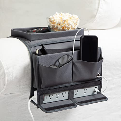 U Brands Armrest Couch Caddy, Organization Supplies, Gray, 1 Count