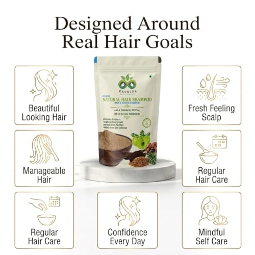 Image of Natural Hair Wash Powder | The Extended Care Ritual | Amla, Reetha, Shikakai, Methi & Rosemary Blend | Sulphate-Free Powder Shampoo Alternative | Helps Reduce Hair Fall & Dandruff | Supports Stronger, Healthier Looking Hair | 800 g ( Pack of 4)