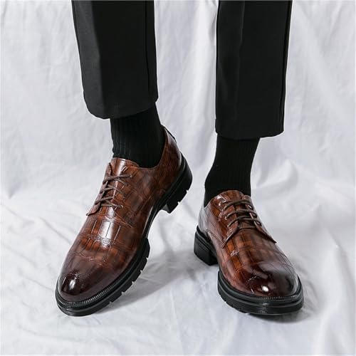 Mens Lace up Large Size Dress Shoes Thick Heel Elevator Business Casual Oxford Leather Loafers British Style2