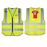 UNIGIFT Chaleco de seguridad Greenwich Fan Salzmann (diseño de camiseta de fútbol rojo), chaleco de alta visibilidad con nombre personalizado, sudeste de Londres SE7 Club, amarillo, Small/Medium