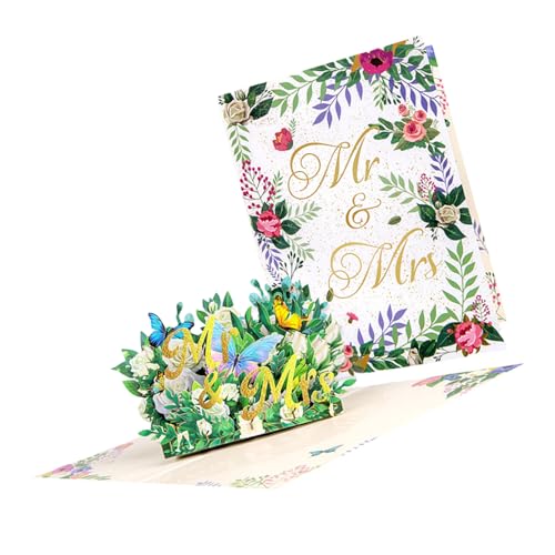 Iuhtrb Tarjeta Mariposa Emergente Y Tarjeta Flores Hecha A Mano Con Sobre Para Aniversario Del Día Valentín Regalo Para Esposa