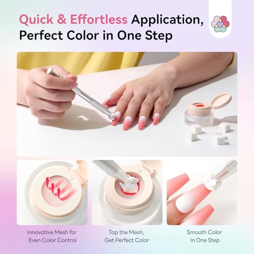 Image of SAVILAND Cushion Patting Gel Polish Kit: 6 Colors Pat Gel UV LED Painting Gels with 100PCS Sponges for Nail Art Pigmented No Wipe Ombre Gels Polish Blooming Blush Aura Nails for DIY Home Salon