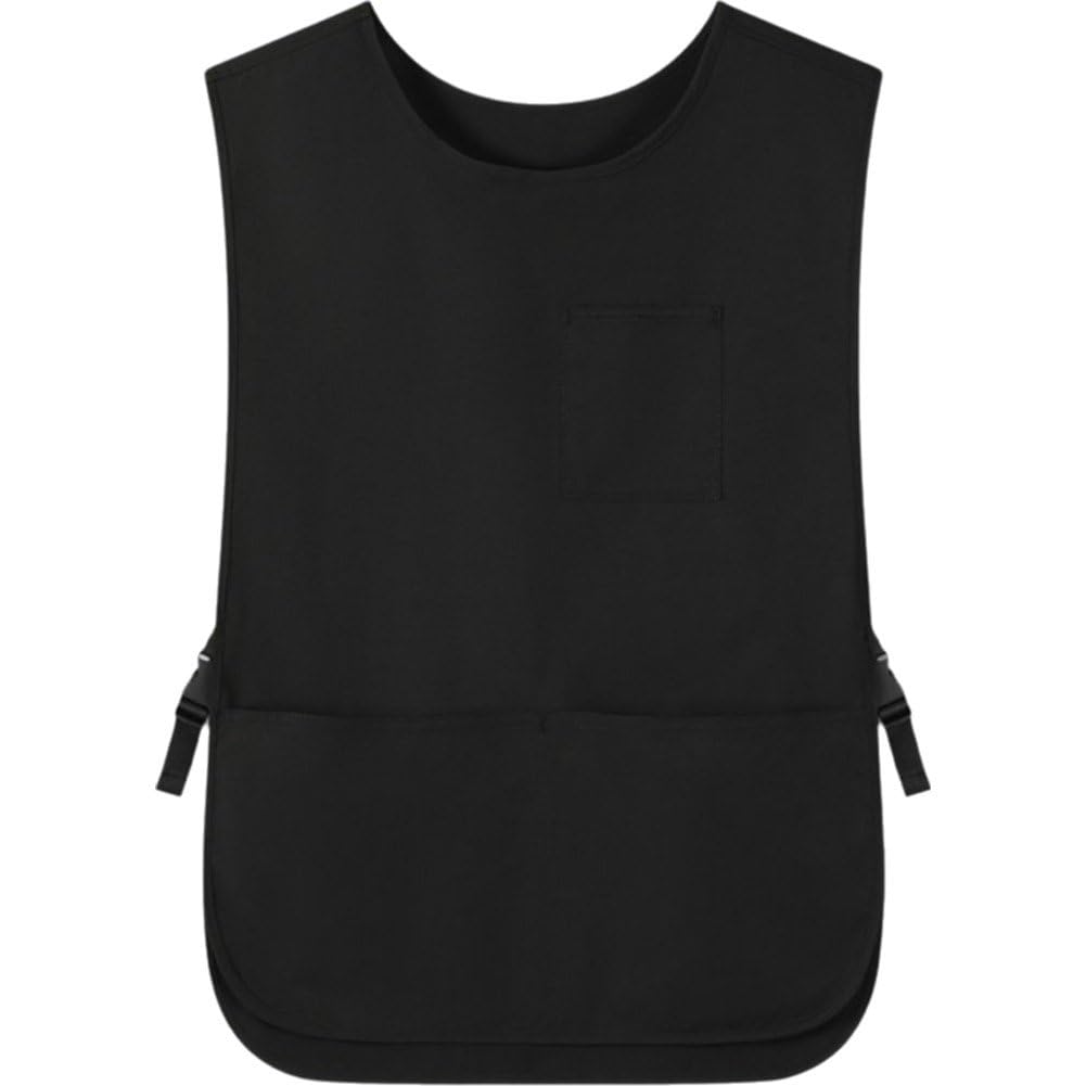 Hrippy Men's Black Waterproof Apron Vest Adult Dishwashing Apron Kitchen Apron Barber Vest Baking Clothing Pocket Work Aprons
