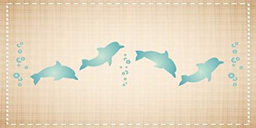 Mini Dolphins - 16.5 x 4cm - Reusable Sea Ocean Nautical Seashore Reef Wall Stencil Template - Image 3