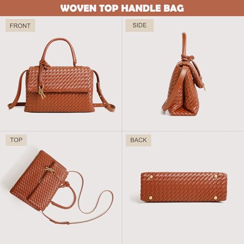 Leather Woven Tote Bag for Women, Top Handle Satchel Handbag Crossbody Bag, Women's Shoulder Bag Woven Purse4