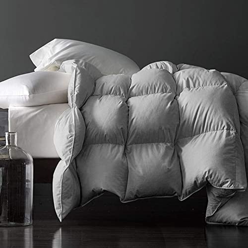 Image of Royoliving Premium Feathers Down Duvet Insert Comforter Queen Size Gray All Season Medium Warmth Grey 100% Cotton Cover with Corner Tabs (90x90, 50 oz)
