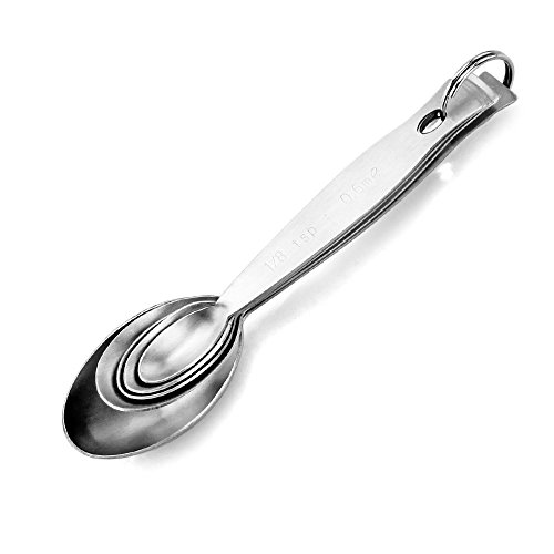 New Star Foodservice | Conjuntos de colheres de medição de nível comercial, Prata, 8-Piece Set (Oval