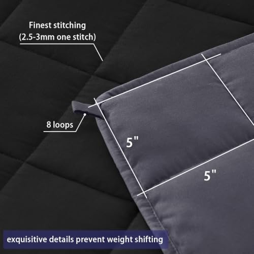 Image of yescool Weighted Blanket for Adults (25 lbs, 60 inch x 80 inch, Grey& Black) Cooling Heavy Blanket for Sleeping Perfect for 240-260 lbs, Queen Size Breathable Blanket with Premium Glass Bead, Machine Washable