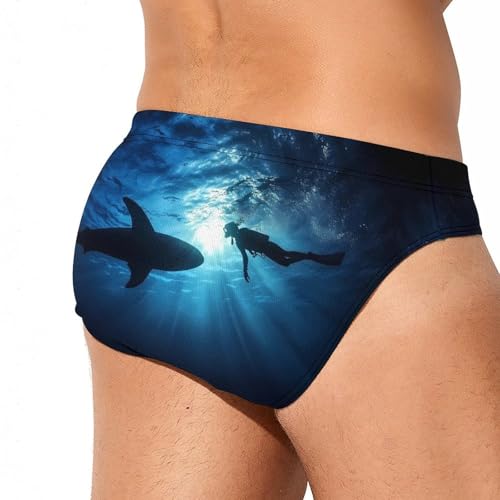 Freediver with Whale Shark Mens Swim Briefs Quick Dry Swim Trunk Bikini Underwear Swimsuit3