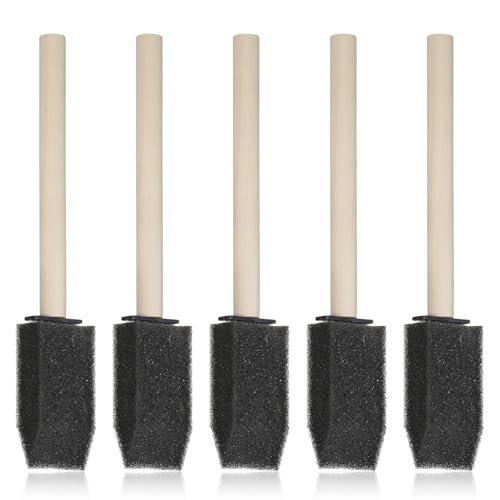 5 Pcs Foam Brush Sponge Paint Brushes for Painting Foam Paint Brushes 1 Inch Wood Handle Sponge Brush Set for Painting Staining Diy Craft Projects Finishing